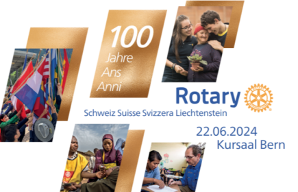 Am 22. Juni 2024 werden wir das Jubiläum 100 Jahre Rotary Schweiz - Liechtenstein gebührend würdigen und feiern.